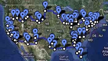Registry Road Trip route, May to October 2010 (small scale)